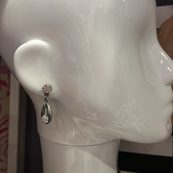 Dainty Antiqued Silver Crystal Drop Earrings-Boutique - Picture 3 of 13